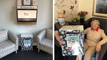 Residents create post box for Christmas card competition at Falkirk care home